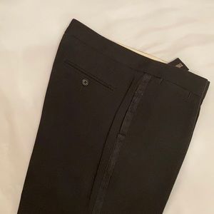 BR dressy wool black tuxedo pants w/ side ribbon